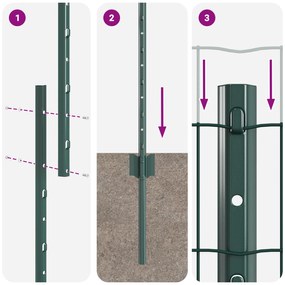 Cerca Euro com 5 Postes Verde 1.6x10 m de Aço
