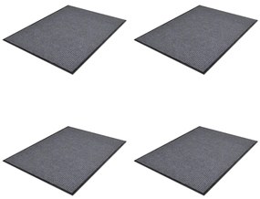 Tapetes de porta PVC 4 pcs 90x60 cm cinzento