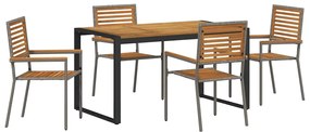 Conjunto de Jantar para Jardim vidaXL 5 Peças Cinza de Polyrattan e Ac