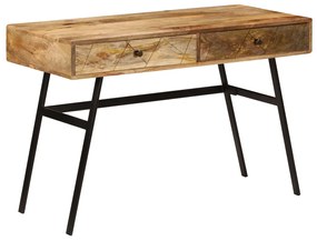 vidaXL Secretária com gavetas madeira mangueira maciça 110x50x76 cm