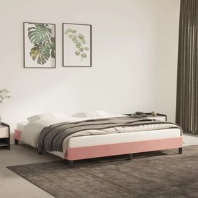 Estrutura de cama 160x200 cm veludo rosa