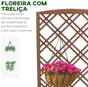 Floreira com Treliça de Madeira Caixa de Plantio com Suporte para Plantas Trepadeiras para Jardim varanda Pátio 60x30x122,5cm Madeira