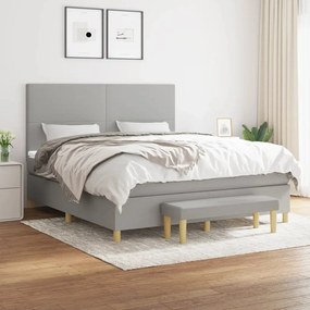 vidaXL Cama com molas/colchão 180x200 cm tecido cinzento-claro