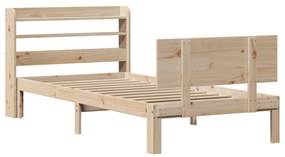 Estrutura de cama com cabeceira 90x200 cm pinho maciço
