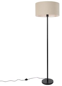 Candeeiro de pé preto com abajur castanho claro 50 cm - Simplo Design,Moderno