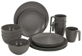 428646 Bo-Camp Louça de mesa 16 pcs Stone melamina cinzento