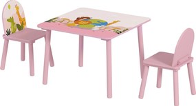 AIYAPLAY Mesa e Cadeiras para Crianças com Estampados de Animais para Meninos e Meninas de 3-8 Anos para Casa Escola Infantil Rosa | Aosom Portugal