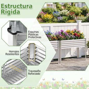 Floreira elevada de jardim 118 x 60 x 77,5 cm com Estrutura em metal galvanizado, pés elevados, sistema de drenagem e base alta para terraço ou pátio