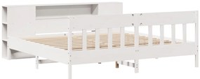Cama com estante sem colchão 200x200 cm pinho maciço branco