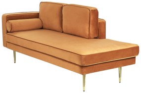 Chaise-longue à esquerda em veludo laranja MIRAMAS Beliani