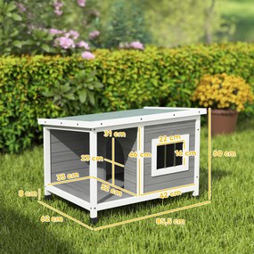 PawHut Casa para Cães de Madeira 85,5x62x60cm Casa para Animais de Est