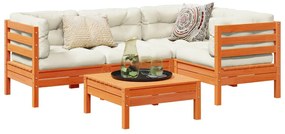 5pcs conj. sofás jardim + almofadões pinho maciço castanho-mel