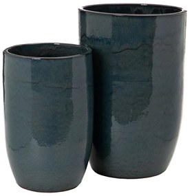 Vaso 52 X 52 X 80 cm Cerâmica Azul (2 Unidades)