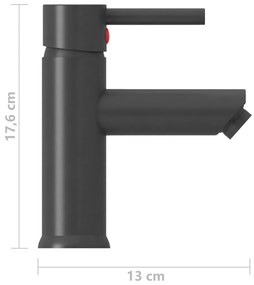 Torneira para lavatório de casa de banho 130x176 mm cinzento