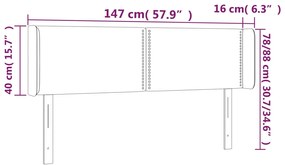 Cabeceira de cama c/ luzes LED tecido 147x16x78/88 cm castanho