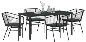 Conjunto de jantar de jardim com 5 peças em rattan sintético e comodid