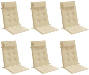 Almofadões p/ cadeira encosto alto 6 pcs tecido oxford bege