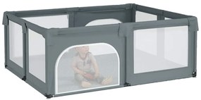 Parque para bebés com 2 portas tecido Oxford cinzento-claro