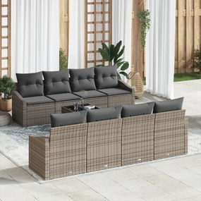 Conjunto de Sofá de Jardim com Almofadas Cinza Vime PE