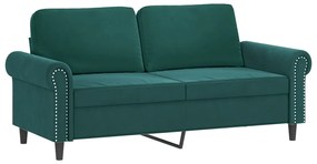 Sofá 2 lug. c/ almofadas decorativas 140cm veludo verde-escuro