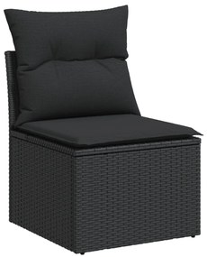 5 pcs conjunto sofás de jardim com almofadões vime PE preto