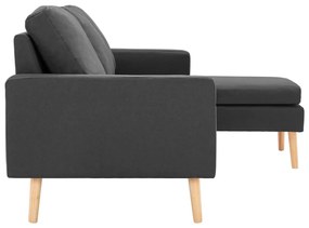 Sofá Ginger Chaise Longue -  Cor Cinza Escuro - De 3 Lugares - Tecido