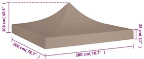 Teto para tenda de festas 2x2 m 270 g/m² cinzento-acastanhado