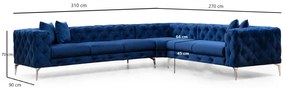 Sofá de Canto Como – Azul Marinho – 310 cm x 70 cm x 270 cm
