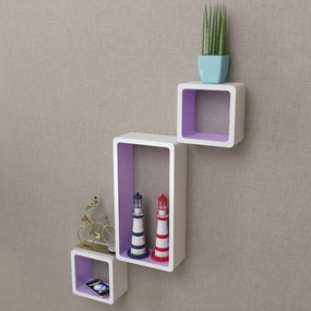 vidaXL Prateleiras de parede cubo 6 pcs branco e violeta