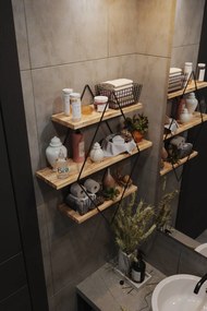 Prateleira Prizma Raf, Büyük Boy Salon Tipi 2 – Dourado Preto – 70x16x