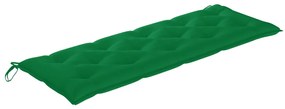 Banco Batavia c/ almofadão verde 150 cm madeira de teca maciça