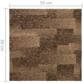 Ladrilhos de carpete para pisos 20 pcs 5 m² castanho