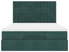 Estrutura cama otomana colchões 140x200 cm veludo verde escuro