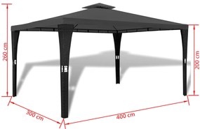 Gazebo com telhado 3 x 4 m cinzento escuro