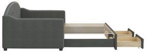 Sofá-cama c/ gavetão e gavetas 90x190 cm tecido cinzento-escuro