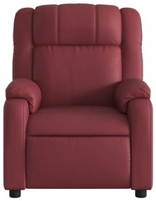 Poltrona massagens reclin. elétrica couro artif. vermelho-tinto