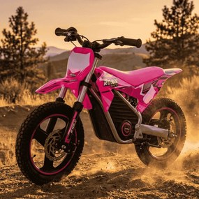 Mini moto elétrica para crianças Minicross electrica 350W 14/14" Warrior MX-E350 Velocidade até 30 km/h Com Limitador Rosa