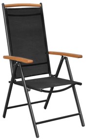 Cadeiras de jardim dobráveis 4 pcs alumínio e textilene preto