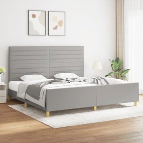 Estrutura de cama sem colchão 200x200 cm tecido cinzento-claro