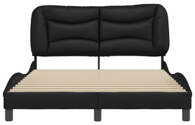 Estrutura cama c/ cabeceira 140x190 cm couro artificial preto