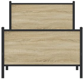 Estrutura de cama sem colchão 90x200 cm metal carvalho sonoma