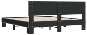 Estrutura de cama 200x200 cm derivados de madeira/metal preto