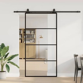 Porta desliz. c/ conj. ferragens 102,5x205cm vidro ESG preto