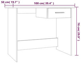Secretária 100x50x76 cm derivados de madeira cinzento sonoma