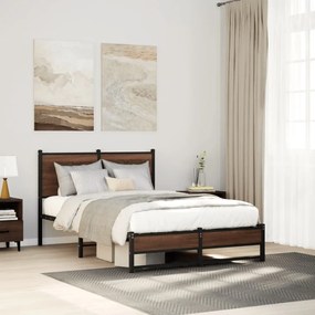 vidaXL Estrutura de cama sem colchão 120x190cm metal carvalho castanho