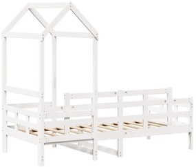 Sofá-cama c/ telhado 90x190 cm madeira de pinho maciça branco