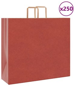 vidaXL Sacos de papel 250 unid com alças vermelhas 54x15x49 cm