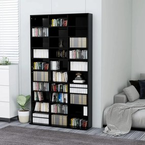 vidaXL Armário p/ CD 102x16x177,5cm derivados madeira preto brilhante