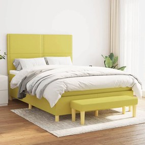 vidaXL Cama com molas/colchão 140x200 cm tecido verde-claro