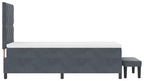Cama Box Spring com Colchão e Banco Cinza Escura 90x190 cm Veludo